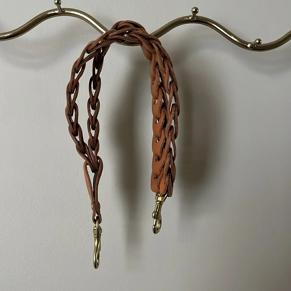 Clare V Double Veg Link Shoulder Bag Strap In Cuoio - Picture 8 of 9